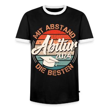 Abitur 2024: By far the BEST high school graduates - Men's Ringer Shirt - black/white - Front - AI Model Female 172 light (172cm) & AI Model Male 178 light (178cm)