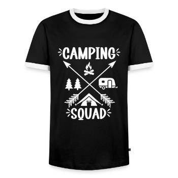 Camping Squad Lustiger Familienausflug - Männer Kontrast-T-Shirt - Schwarz/Weiß - Vorne - AI Model Female 172 light (172cm) & AI Model Male 178 light (178cm)