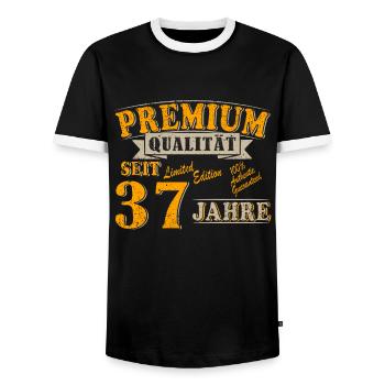 37. Geburtstag Premium 37 Jahre Vintage 1987 - Männer Kontrast-T-Shirt - Schwarz/Weiß - Vorne - AI Model Female 172 light (172cm) & AI Model Male 178 light (178cm)