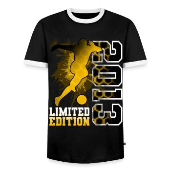 2013 Year of Birth Birthday Football - Men's Ringer Shirt - black/white - Front - AI Model Female 172 light (172cm) & AI Model Male 178 light (178cm)