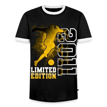 2011 Geburtsjahr Geburtstag Fußball - Männer Kontrast-T-Shirt - Schwarz/Weiß - Vorne - AI Model Female 172 light (172cm) & AI Model Male 178 light (178cm)