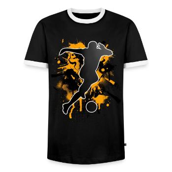 Fußball Fußballer - Männer Kontrast-T-Shirt - Schwarz/Weiß - Vorne - AI Model Female 172 light (172cm) & AI Model Male 178 light (178cm)