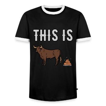 C’est des conneries, drôle, dire, humour, sarcasme - T-shirt contrasté Homme - noir/blanc - Devant - AI Model Female 172 light (172cm) & AI Model Male 178 light (178cm)