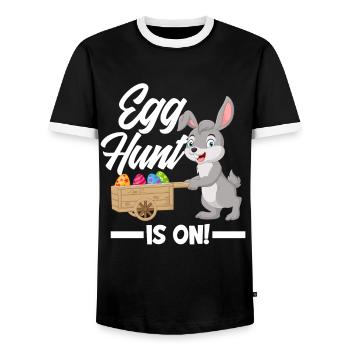 Oeufs de Pâques à la poursuite du lapin de Pâques Pâques - T-shirt contrasté Homme - noir/blanc - Devant - AI Model Female 172 light (172cm) & AI Model Male 178 light (178cm)