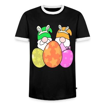 Easter Eggs Easter - Men's Ringer Shirt - black/white - Front - AI Model Female 172 light (172cm) & AI Model Male 178 light (178cm)