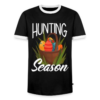 Hunts Season Easter Easter Eggs - Men's Ringer Shirt - black/white - Front - AI Model Female 172 light (172cm) & AI Model Male 178 light (178cm)