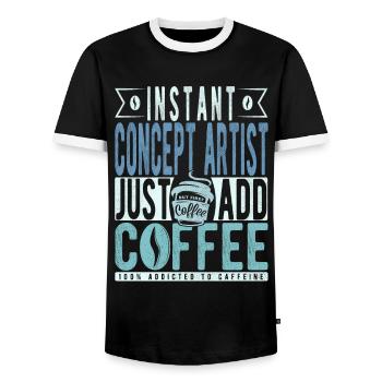 Instant Concept Artist Just Add Coffee - Men's Ringer Shirt - black/white - Front - AI Model Female 172 light (172cm) & AI Model Male 178 light (178cm)