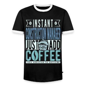 Le directeur de la construction instantanée n’a qu’à ajouter du café - T-shirt contrasté Homme - noir/blanc - Devant - AI Model Female 172 light (172cm) & AI Model Male 178 light (178cm)