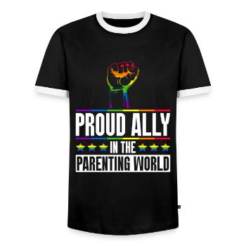 Gay Pride Fiers Parents Fils Gay - T-shirt contrasté Homme - noir/blanc - Devant - AI Model Female 172 light (172cm) & AI Model Male 178 light (178cm)