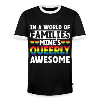 Gay Pride Queer Eltern Homo-Ehe - Männer Kontrast-T-Shirt - Schwarz/Weiß - Vorne - AI Model Female 172 light (172cm) & AI Model Male 178 light (178cm)