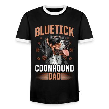 Bluetick Coonhound Dog Bluetick Coonhound Dad - Men's Ringer Shirt - black/white - Front - AI Model Female 172 light (172cm) & AI Model Male 178 light (178cm)