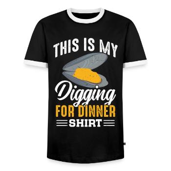 Mussels Seafood - Men's Ringer Shirt - black/white - Front - AI Model Female 172 light (172cm) & AI Model Male 178 light (178cm)