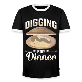 Mussels Seafood - Men's Ringer Shirt - black/white - Front - AI Model Female 172 light (172cm) & AI Model Male 178 light (178cm)