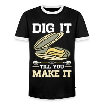 Mussels Seafood - Men's Ringer Shirt - black/white - Front - AI Model Female 172 light (172cm) & AI Model Male 178 light (178cm)
