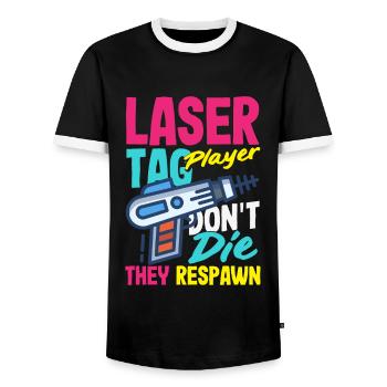 Indoor-laser-tag-party-outfit lasertag - Männer Kontrast-T-Shirt - Schwarz/Weiß - Vorne - AI Model Female 172 light (172cm) & AI Model Male 178 light (178cm)