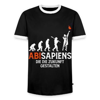High School Graduates ABISAPIENS Shaping the Future - Men's Ringer Shirt - black/white - Front - AI Model Female 172 light (172cm) & AI Model Male 178 light (178cm)