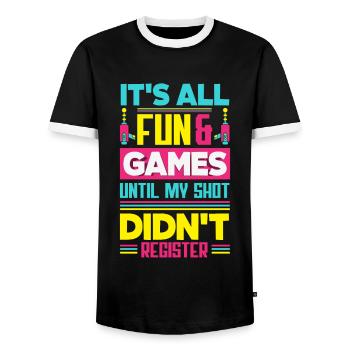 Indoor-laser-tag-party-outfit lasertag - Männer Kontrast-T-Shirt - Schwarz/Weiß - Vorne - AI Model Female 172 light (172cm) & AI Model Male 178 light (178cm)