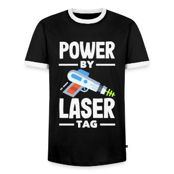 Indoor-laser-tag-party-outfit lasertag - Männer Kontrast-T-Shirt - Schwarz/Weiß - Vorne - AI Model Female 172 light (172cm) & AI Model Male 178 light (178cm)