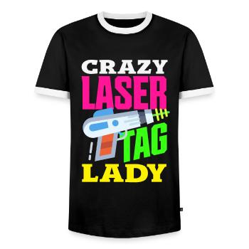 Indoor-laser-tag-party-outfit lasertag - Männer Kontrast-T-Shirt - Schwarz/Weiß - Vorne - AI Model Female 172 light (172cm) & AI Model Male 178 light (178cm)