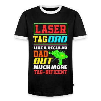Indoor-laser-tag-party-outfit lasertag - Männer Kontrast-T-Shirt - Schwarz/Weiß - Vorne - AI Model Female 172 light (172cm) & AI Model Male 178 light (178cm)