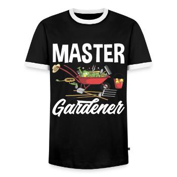 Garten Meister - Männer Kontrast-T-Shirt - Schwarz/Weiß - Vorne - AI Model Female 172 light (172cm) & AI Model Male 178 light (178cm)