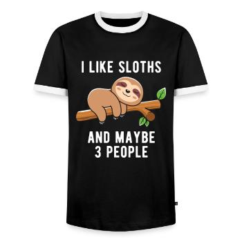 Faultier Liebhaber Grafik Faultiere Tier Lustiges Faultier - Männer Kontrast-T-Shirt - Schwarz/Weiß - Vorne - AI Model Female 172 light (172cm) & AI Model Male 178 light (178cm)