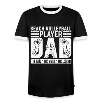 Joueur de beach-volley Papa L’entraîneur de volley-ball - T-shirt contrasté Homme - noir/blanc - Devant - AI Model Female 172 light (172cm) & AI Model Male 178 light (178cm)