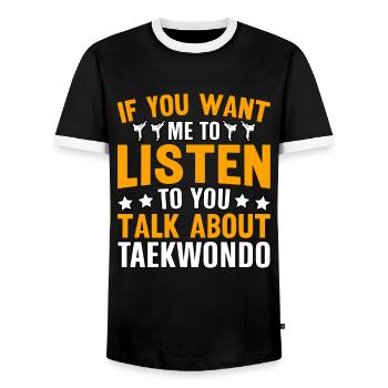 Si tu veux que je t’écoute parler de - T-shirt contrasté Homme - noir/blanc - Devant - AI Model Female 172 light (172cm) & AI Model Male 178 light (178cm)
