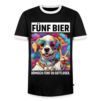 Lustiger Hund Fünf Bier Römisch Fünf du Gottloser - Männer Kontrast-T-Shirt - Schwarz/Weiß - Vorne - AI Model Female 172 light (172cm) & AI Model Male 178 light (178cm)