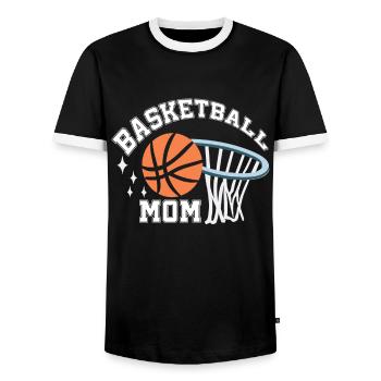 Basketball Mom Basketball Mom Sweet Mom - Men's Ringer Shirt - black/white - Front - AI Model Female 172 light (172cm) & AI Model Male 178 light (178cm)