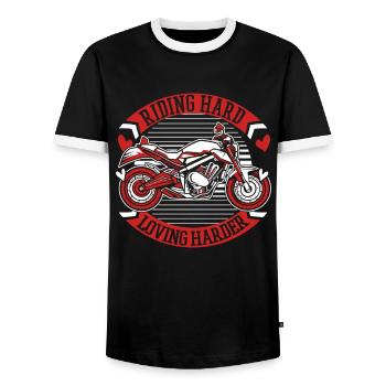 Motorrad Biker Motorbike Motorcycle Dad - Männer Kontrast-T-Shirt - Schwarz/Weiß - Vorne - AI Model Female 172 light (172cm) & AI Model Male 178 light (178cm)