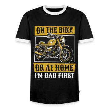 Motorrad Biker Motorbike Motorcycle Dad - Männer Kontrast-T-Shirt - Schwarz/Weiß - Vorne - AI Model Female 172 light (172cm) & AI Model Male 178 light (178cm)