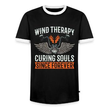 Motorrad Biker Motorbike Motorcycle Therapy - Männer Kontrast-T-Shirt - Schwarz/Weiß - Vorne - AI Model Female 172 light (172cm) & AI Model Male 178 light (178cm)