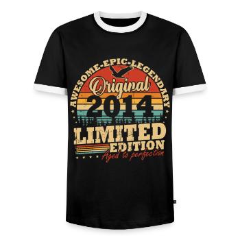 Original 2014 Jahrgang Geburtstag Geschenk - Männer Kontrast-T-Shirt - Schwarz/Weiß - Vorne - AI Model Female 172 light (172cm) & AI Model Male 178 light (178cm)