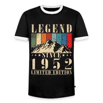 1952 Geburtstagsgeschenk, Legenden geboren 1952 - Männer Kontrast-T-Shirt - Schwarz/Weiß - Vorne - AI Model Female 172 light (172cm) & AI Model Male 178 light (178cm)