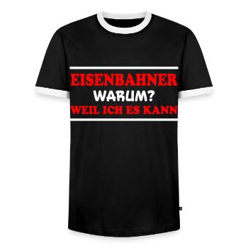 Eisenbahner Spruch Lokführer Eisenbahner Geschenk - Männer Kontrast-T-Shirt - Schwarz/Weiß - Vorne - AI Model Female 172 light (172cm) & AI Model Male 178 light (178cm)