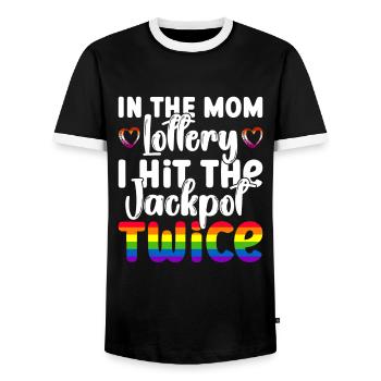 Gay Mom Lesbian Mothers Mothers Day - Men's Ringer Shirt - black/white - Front - AI Model Female 172 light (172cm) & AI Model Male 178 light (178cm)