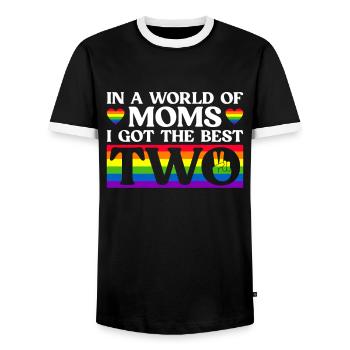 Gay Mom Lesbian Mothers Mothers Day - Men's Ringer Shirt - black/white - Front - AI Model Female 172 light (172cm) & AI Model Male 178 light (178cm)