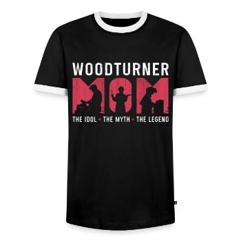 Woodturner Mom The Idol The Myth Loves Carpentry - Men's Ringer Shirt - black/white - Front - AI Model Female 172 light (172cm) & AI Model Male 178 light (178cm)