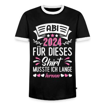 Diplômés du secondaire Abi 2024 Abitur Pour cette chemise - T-shirt contrasté Homme - noir/blanc - Devant - AI Model Female 172 light (172cm) & AI Model Male 178 light (178cm)
