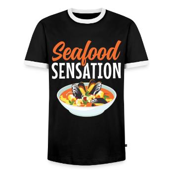Cioppino Lover Foodie Nourriture Mer Américaine - T-shirt contrasté Homme - noir/blanc - Devant - AI Model Female 172 light (172cm) & AI Model Male 178 light (178cm)