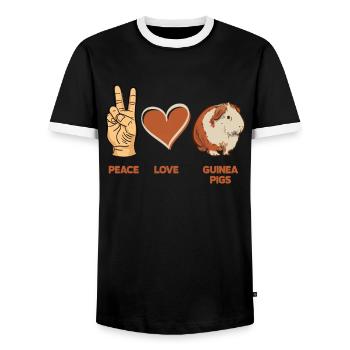 Friede Liebe Meerschweinchen - Männer Kontrast-T-Shirt - Schwarz/Weiß - Vorne - AI Model Female 172 light (172cm) & AI Model Male 178 light (178cm)