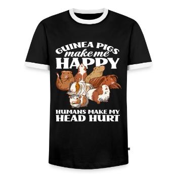Meerschweinchen Glück Tiere Liebe - Männer Kontrast-T-Shirt - Schwarz/Weiß - Vorne - AI Model Female 172 light (172cm) & AI Model Male 178 light (178cm)