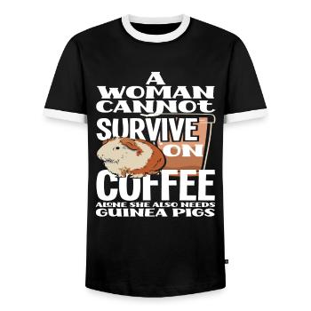 Meerschweinchen Frau Kaffee - Männer Kontrast-T-Shirt - Schwarz/Weiß - Vorne - AI Model Female 172 light (172cm) & AI Model Male 178 light (178cm)