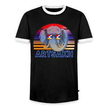 Artsakh - T-shirt contrasté Homme - noir/blanc - Devant - AI Model Female 172 light (172cm) & AI Model Male 178 light (178cm)