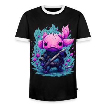 Axolotl - Männer Kontrast-T-Shirt - Schwarz/Weiß - Vorne - AI Model Female 172 light (172cm) & AI Model Male 178 light (178cm)