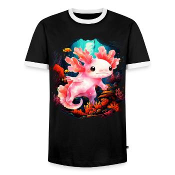 Axolotl - Männer Kontrast-T-Shirt - Schwarz/Weiß - Vorne - AI Model Female 172 light (172cm) & AI Model Male 178 light (178cm)