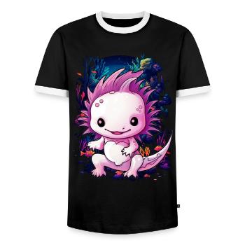 Axolotl - Männer Kontrast-T-Shirt - Schwarz/Weiß - Vorne - AI Model Female 172 light (172cm) & AI Model Male 178 light (178cm)