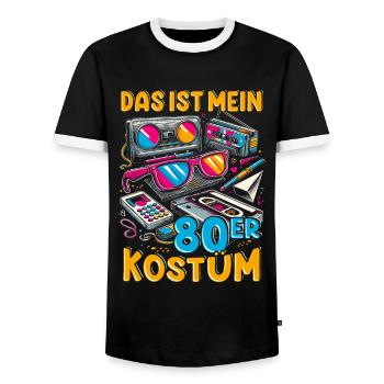 C’est mon costume des années 80 - T-shirt contrasté Homme - noir/blanc - Devant - AI Model Female 172 light (172cm) & AI Model Male 178 light (178cm)