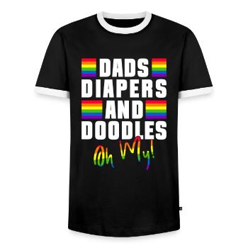 Gay Papa Allié Papa Fête des Pères - T-shirt contrasté Homme - noir/blanc - Devant - AI Model Female 172 light (172cm) & AI Model Male 178 light (178cm)